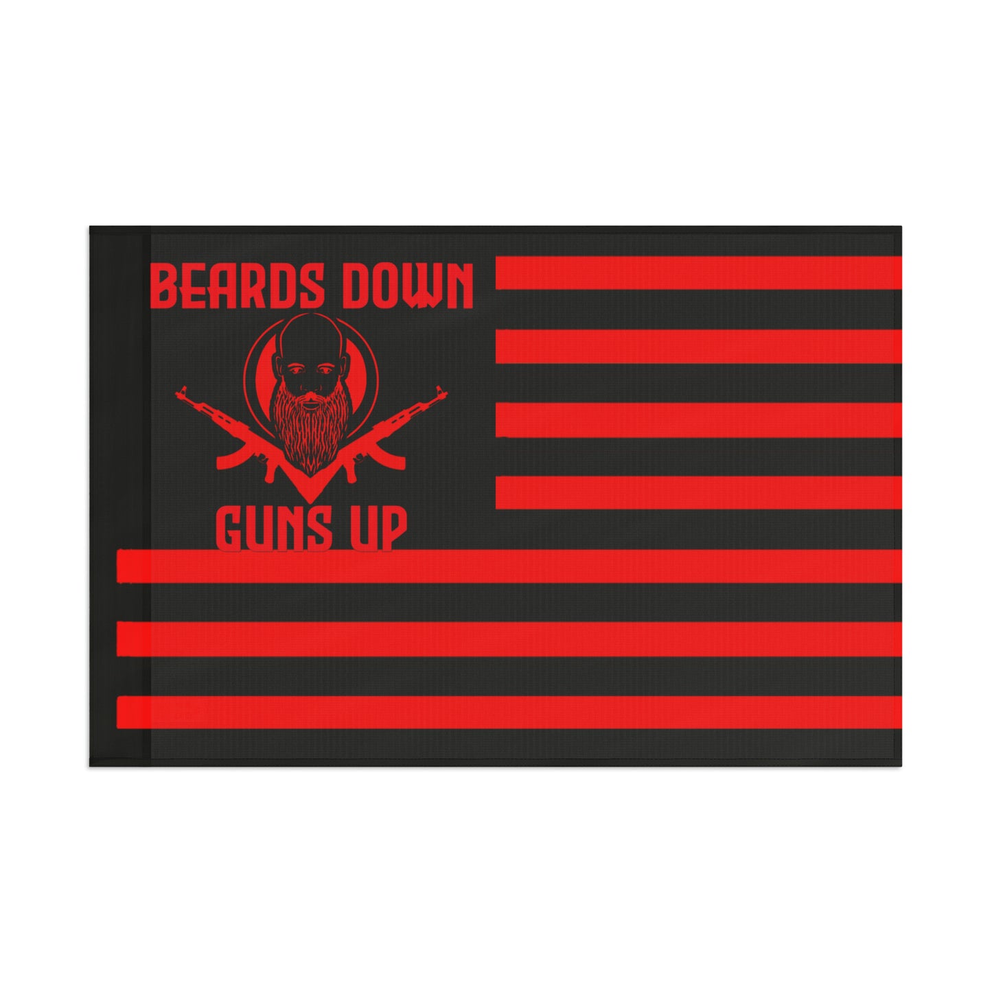 Beards down guns up flag