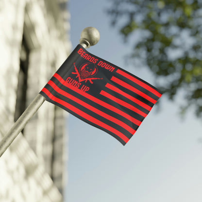 Beards down guns up flag